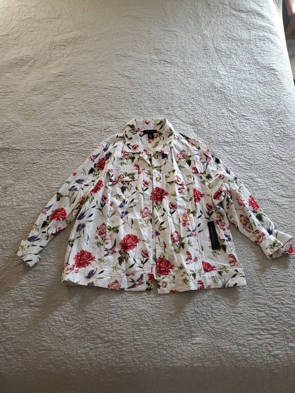White and Red Floral Jacket